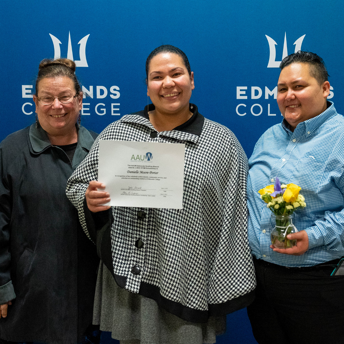 Edmonds College student Danielle Porter-Moore was one of six scholarship recipients honored during the 2022 AAUW STEM Scholarship Awards.